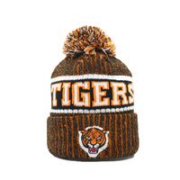 Bonnet en laine 100% avec pompon, personnalisé en usine, broderie de logo animal, logo d'équipe, chaud pour l'hiver, tricoté, décontracté, sport, voyage