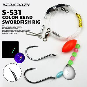 OEM 61.01 pulgadas S-531 Aparejo para Pez Espada con Cuentas de Colores, Anzuelo Octopus 3/0, Cuchilla con Cuentas Luminosas, Diseñado para Pesca en Agua Salada y con Características Especiales - Product Image 1