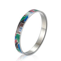 Bracelet émaillé personnalisé en acier inoxydable, vente en gros, plaqué argent,