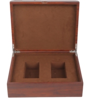 Boîte à montres portable en bois, faite à la main, avec 2 emplacements de rangement et doublure en velours pour hommes et femmes, logo personnalisé