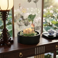 Fontaine d'eau décorative Lotus pour salon, table basse, bureau, lampe de décoration, artisanat en résine Feng Shui pour la maison