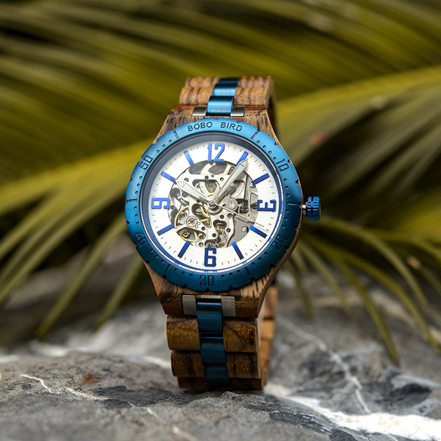 Fast Delivery China Original Movement Vintage Mechanism Luxury Automatic Stainless Steel Analog Wood Watch for Men
