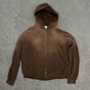 Custom Heavyweight 460 Gsm Blank <b>Vintage</b> Washed Distressed Hoodies Print Embroidery Men's Acid Wash <b>Zip</b> <b>up</b> <b>Hoodie</b> For Men - Product Image 1