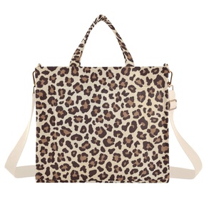 Sac fourre-tout léopard personnalisé pour femme, sac fourre-tout en velours côtelé, sac à main décontracté, sac à bandoulière avec sangles - Product Image 1