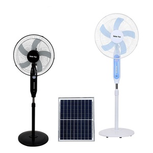 Ventiladores solares de soporte de 16 pulgadas de flujo de aire DC recargables baratos con panel solar hogar sótano piso de alta resistencia pedetal interior - Product Image 4