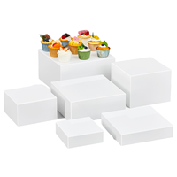 6 supports de présentation carrés en acrylique blanc grand format, écologiques et modernes, pour buffets, présentoirs de table et fournitures de décoration de gâteaux