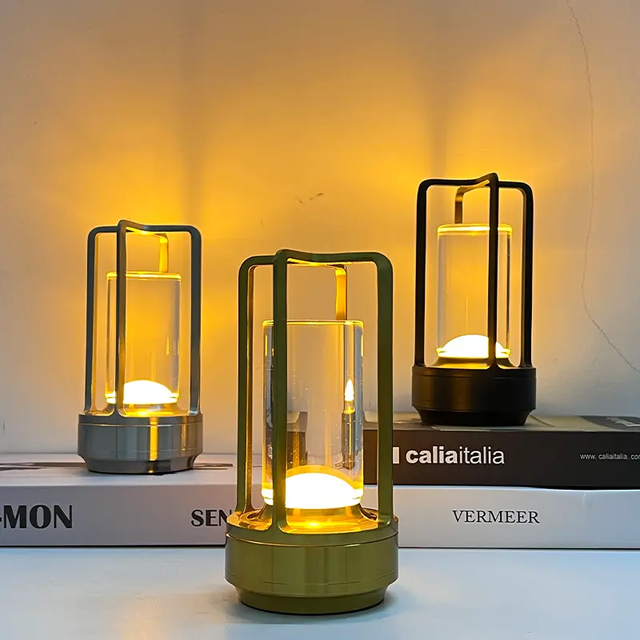 Romantic Gitf Contemporary Lampara De Mesa Camping Restaurant Touch Portable Luxury Outdoor Crystal Lantern Table Lamp Cordless