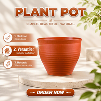 Pot Bunga Gaya Farmhouse Kontemporer Berulir Khusus - Ringan, Tahan Lama, Lapisan Berkilau, Lubang Drainase, Kapasitas 16L, Model Lantai