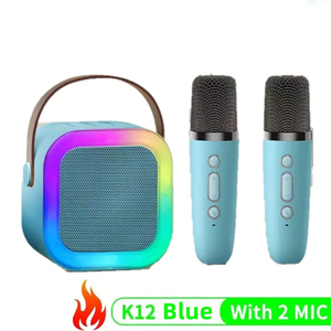 A0401 K12 Karaoke Machine Portable PA Speaker System with 1-2 <b>Wireless</b> <b>Microphones</b> Home Family Singing Children's Gifts - Product Image 5
