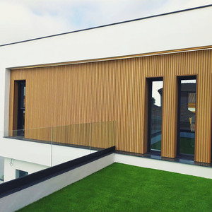 Grain de bois écologique extérieur étanche anti-UV cannelé WPC panneau mural couverture murale extérieure revêtement mural - Product Image 6