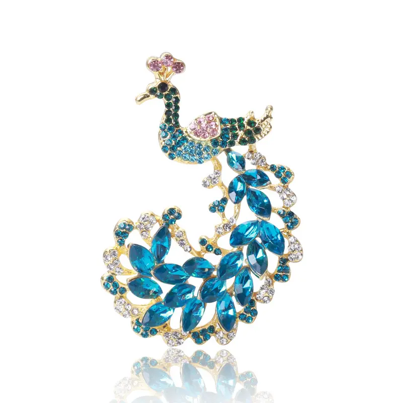 Women's Fashion Crystal Acrylic Animal Peacock Brooch Pins for Clothing and Bag Decor for Wedding for Children