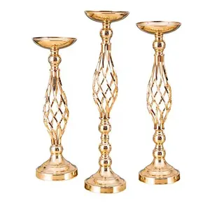 2023 Geometry Birthday Sublimation Italian Wire Stemmed Retro Metal gold Candle Holder For Wedding Table