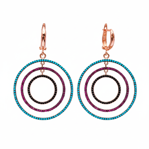 Turquoise Stone Round Design Dangle <b>Earring</b> Turkish Wholesale Handcrafted 925 Sterling Silver CZ <b>Fine</b> Jewelry - Product Image 2