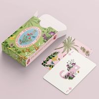 Cartes éducatives personnalisées en papier 300 g/m² avec noyau bleu et finition lin, coffret cadeau