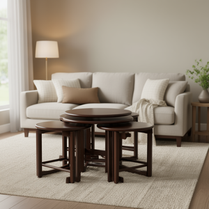 Juego de Mesa para Aperitivos Nathan de 5 Piezas, Madera, Muebles para Sala de Estar, Diseño Moderno y Tradicional, Plegable - Product Image 2