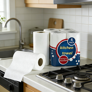 Rouleau de papier absorbant de cuisine en pâte de bois vierge de qualité supérieure, OEM, essuie-tout absorbant <span class=keywords><strong>pour</strong></span> la maison et la cuisine - Product Image 1