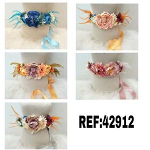 Cintura Decorativa con Fiore di Nastro e Piume su Entrambi i Lati, 4 Cm, Accessorio Moda per Donne - Product Image 3