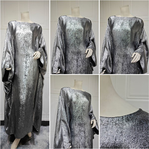 Abito Musulmano Estivo Modesto <span class=keywords><strong>Aya</strong></span> per Donne, Maniche a Farfalla, Morbido Abito <span class=keywords><strong>Aya</strong></span> Argento, Outfit Femminile Mediorientale Dubai - Product Image 6