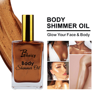 Huile bronzante végétalienne Glow Liquid Illuminator Makeup Shimmer Body Oil Huile scintillante biologique