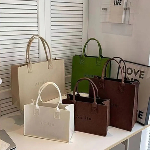 Bolsa <span class=keywords><strong>de</strong></span> Compras <span class=keywords><strong>de</strong></span> <span class=keywords><strong>Fieltro</strong></span> al por Mayor, <span class=keywords><strong>de</strong></span> Gran Capacidad, Color Sólido Simple, <span class=keywords><strong>con</strong></span> Logotipo - Product Image 1