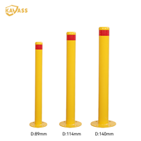 Borne de sécurité KAVASS 114 mm en acier au carbone jaune à montage en surface avec bande réfléchissante pour le contrôle du trafic