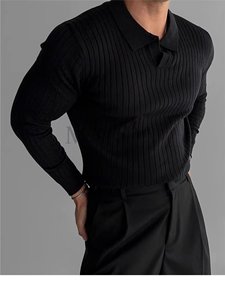 Nouveau automne et hiver hommes vêtements légèrement ample hommes à manches longues pull col haut - Product Image 5