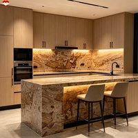 Grande dalle de marbre de luxe Brésil Van Goah Impression, épaisseur 18 mm, pour îlot de cuisine, comptoir, table à manger, salle de bain, villa, salon