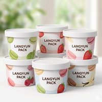 Gobelets à glace jetables en papier de 3 oz avec couvercles, petits bols à dessert personnalisés imprimés avec cuillère