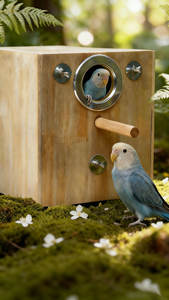 Nichoir vertical pour perroquets, boîte d'incubation dédiée, nid d'incubation pour pinsons, nid d'oiseau en bois naturel isolé - Product Image 2