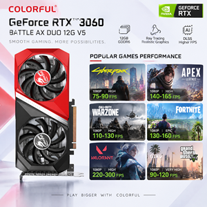Tarjeta Gráfica Colorful RTX 3060 12GB GDDR6, 3584 <span class=keywords><strong>CUDA</strong></span>, 192-Bit, Doble Ventilador, Suministro de Fábrica OEM para Ensamblaje de PC, Venta al Por Mayor en Stock - Product Image 2