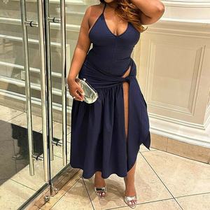 New Sexy Open Back Jumps uit Schlanker Schnür rock Damen 2-teiliges Set Sehe Fashion - Product Image 4