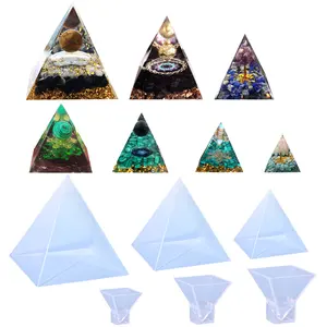 Super Large Clear Silicone Pyramid Moldes para Resina Molde de silicone líquido curto super macio para DIY Orgonite Orgone Pyramid