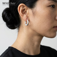 Boucles d'oreilles créoles géométriques tendance Withher, minimalistes et chics, en laiton plaqué or blanc, hypoallergéniques, bijoux unisexes