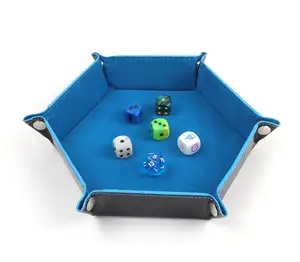 Wholesale Foldable Storage Dice Tray Dice Tray Double Deck Pu Hexagon Custom Dnd Dice Tray