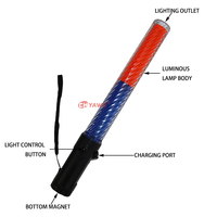 Bâton de contrôle de la circulation de 14 pouces avec aimant 3 modes clignotants Bâton de sécurité rouge pour la commande de la circulation