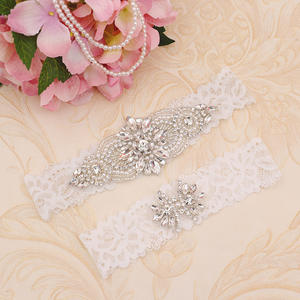 时尚弹力水钻腿吊袜带套装性感蕾丝婚纱吊袜带 - Product Image 1