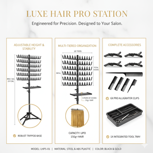 Soporte Plegable Portátil para Trenzar Cabello con Bandeja, Soporte Ajustable en Altura para Extensiones de Cabello, para Peinado y Estilismo en Salón - Product Image 1