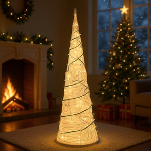 Homeera <b>Light</b>-up Christmas <b>Tree</b> 12x12x40cm <b>LED</b> Warm White Indoor Battery Operated Standing Decor - Product Image 2