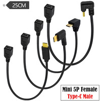 Cable de Carga USB-C con Ángulo Ajustable, Cable Convertidor Duttek USB 3.1 Tipo C Macho a Mini USB (Mini B) Hembra, 0.25m