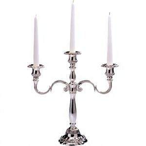 Candelabro de 3 brazos con acabado espejo, hecho a mano, personalizable, de aluminio, para decoración de interiores de casas modernas y hoteles. - Product Image 1