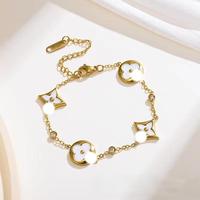 Meistverkauftes Vielseitiges 13mm Vierblättriges Kleeblatt Edelstahl Trendiges Armband 18K Gold-Finish Damen Büro/Karriere Jubiläums-Armband