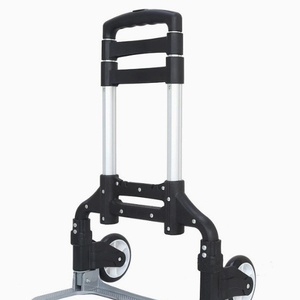 Chariot pliable en alliage d'aluminium argenté avec 2 roues et plateforme pour les courses - Product Image 3
