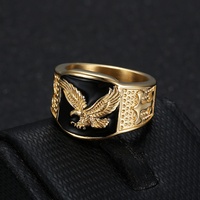 Bague Hip-Hop Tendance Homme Plaqué Or Ailes Volantes en Acier Inoxydable Audacieux Style Européen et Américain, Meilleure Vente Transfrontalière