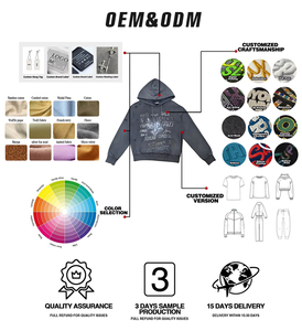 Sudadera con Capucha de Algodón 100% de Alta Calidad con Pedrería para Hombre, Estilo Urbano Pesado, Diseño Casual Tipo Jarabe para la Tos, Sudadera Masculina - Product Image 6