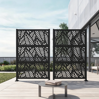 Panneau de clôture composite WPC translucide découpé au laser, style Art déco géométrique moderne, 6 pieds, avec cadre extérieur thermolaqué, écran écologique