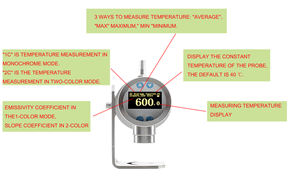 Zweifarbiges Infrarot-Thermometer mit OLED-Display IP65 Schutzart 0,1 C Auflösung Widerstands draht temperatur messung - Product Image 6