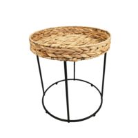 Dessus de table élégant en corde tressée/rotin avec pieds en métal table basse pour salon cuisine vente en gros