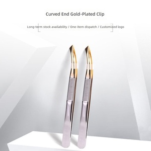 Pinzette per Sopracciglia in Acciaio Inossidabile, Strumenti per il Trucco con Finitura a Specchio, Piegaciglia Placcato Oro, Styling per <span class=keywords><strong>Barba</strong></span> e Ciglia - Product Image 3