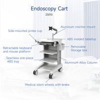 Chariot d'endoscopie médicale OEM/ODM personnalisé, chariot à instruments hospitalier avec clavier rétractable et roulettes médicales silencieuses