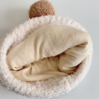 Chapeau en laine tricoté jacquard à boutons, motif petit ours mignon, chaud et protecteur pour les oreilles, pour garçons, filles, bébés, enfants, automne-hiver